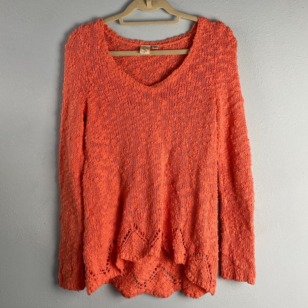 Anthropologie Yellow Bird Orange Knitted Pullover Sweater